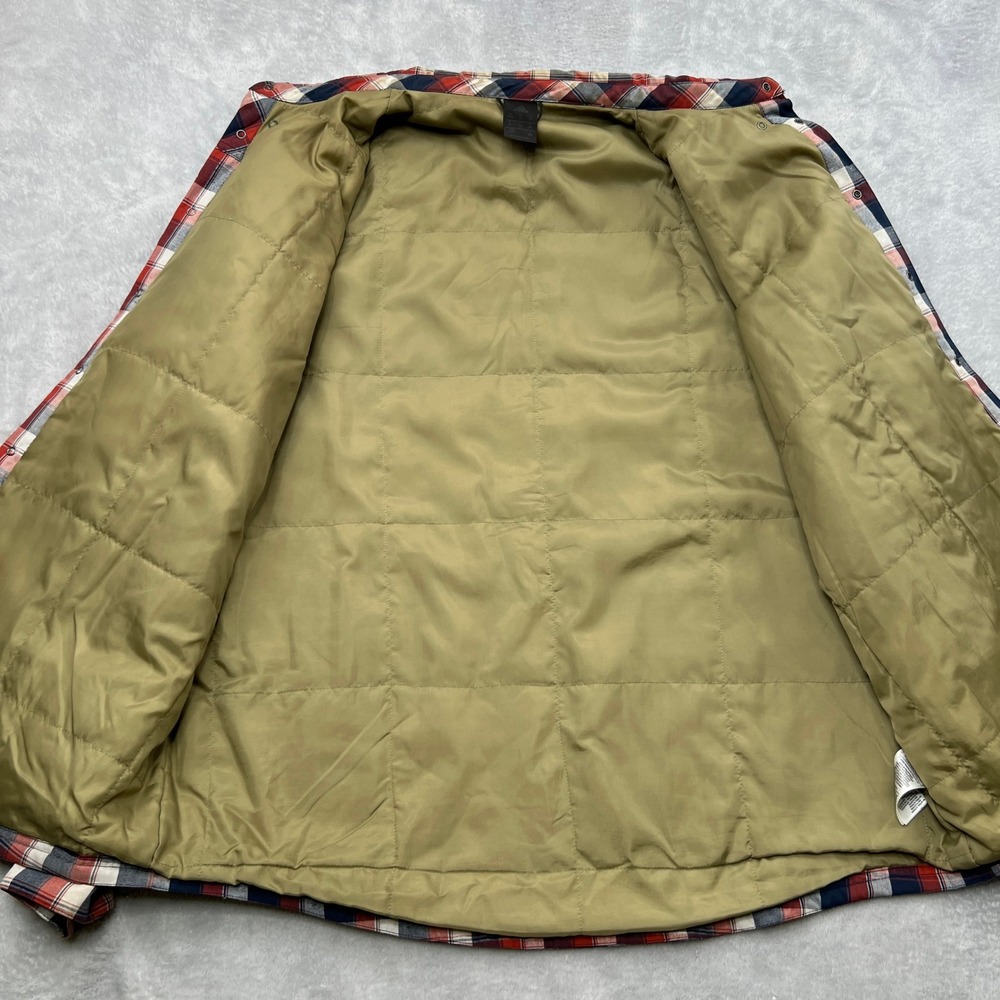 Adidas Insulated Plaid Jacket XL Red Navy Hiking Quilted Shacket F95730 Deebo - Picture 4 of 10